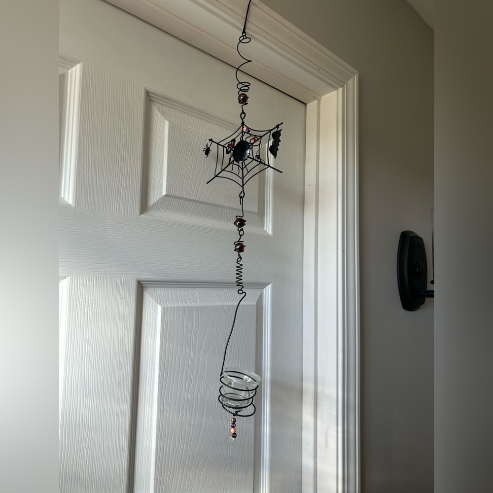 Ganz spider and web hanging votive holder, Halloween decor, spider web